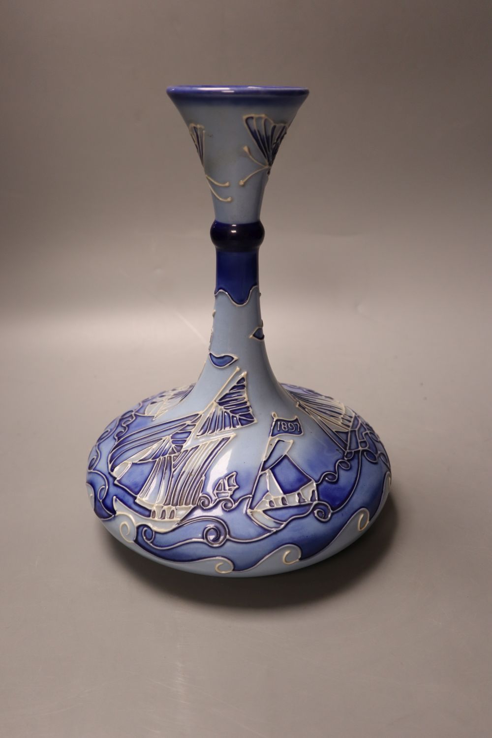 A Moorcroft vase, Love in a mist, designed by Rachel Bishop, limited edition number 61 of 300, 32cms high, together with certificat